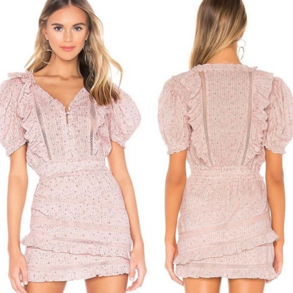 LoveShackFancy | Ruffled Sutton Dress: Rosemist Size Small